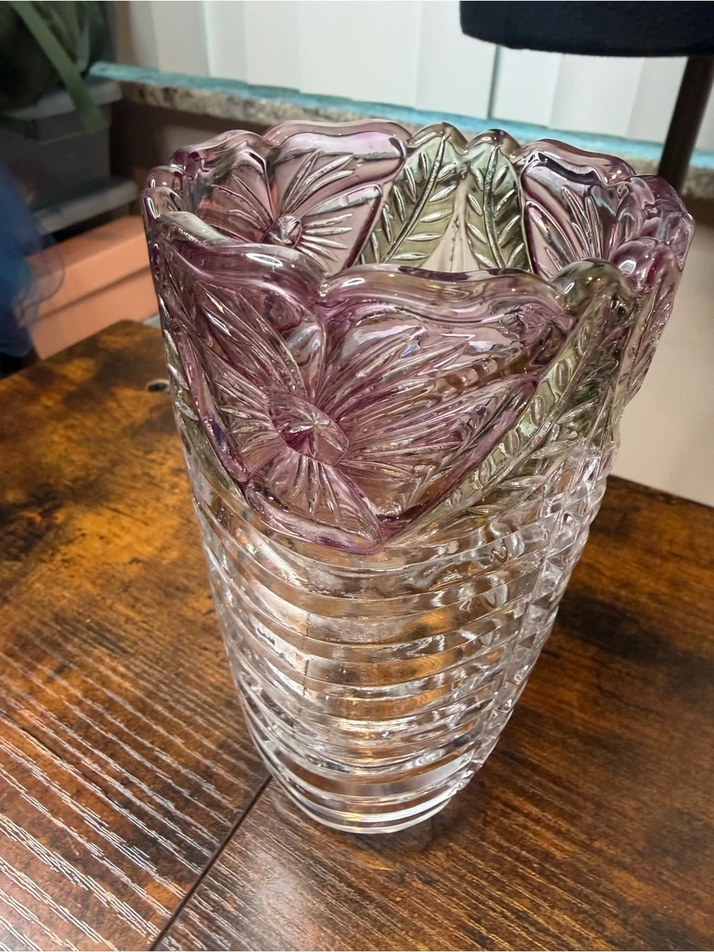 Vintage Anna Hutte Bleikristall Floral Lead Crystal Vase Made In Germany